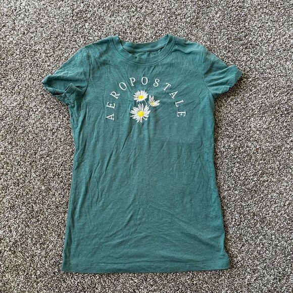 y2k aeropostale green and white daisy shirt - Picture 1 of 3
